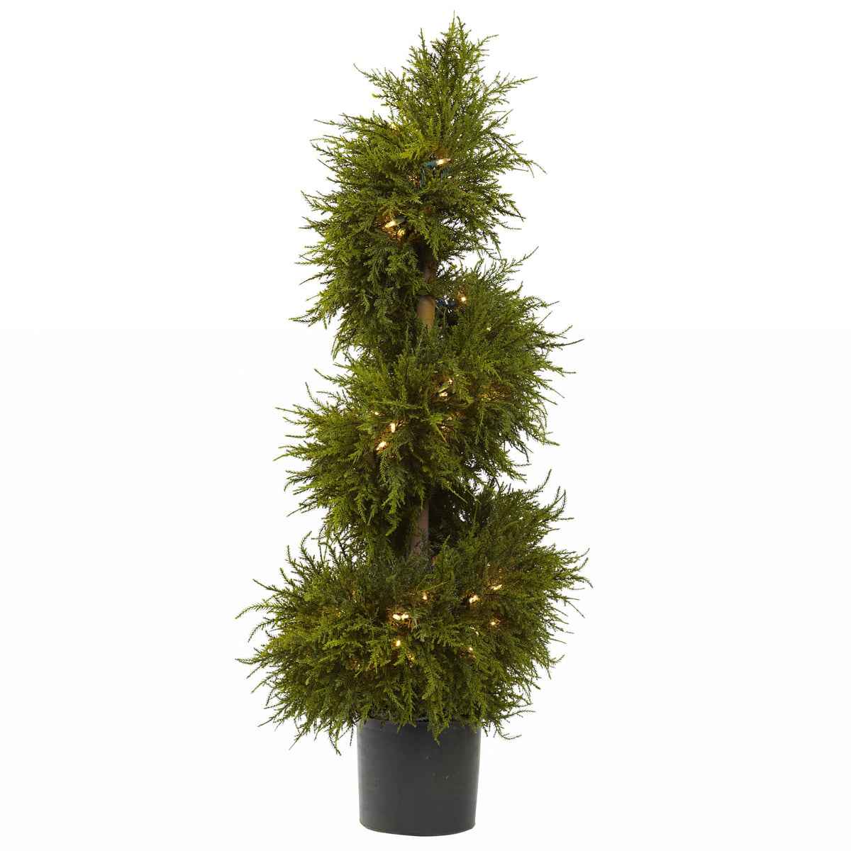 43" Cedar Spiral Topiary w/Lights by Nearly Natural