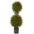 40" Cedar Double Ball Topiary w/Lights by Nearly Natural