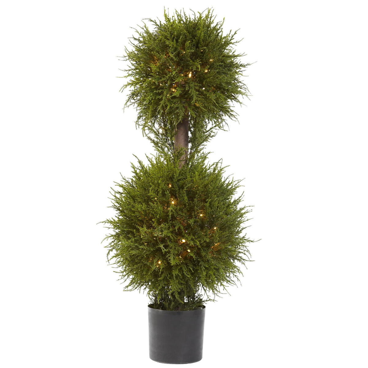 40" Cedar Double Ball Topiary w/Lights by Nearly Natural