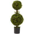 35" Double Boxwood Topiary by Nearly Natural