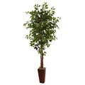 6' Ficus Tree w/Bamboo Planter by Nearly Natural
