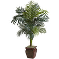 4.5' Golden Cane Palm w/Decorative Container by Nearly Natural