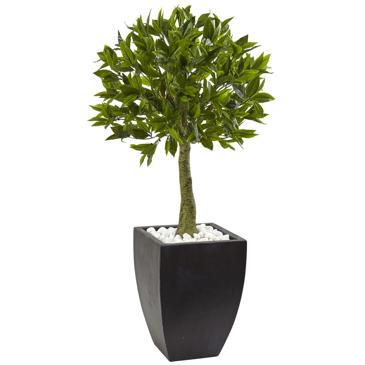 3.5' Bay Leaf Top w/Black Planter UV Rest (Indoor/Outdoor) by Nearly Natural
