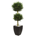 4.5' Cypress Top with Black Planter UV Rest (Indoor/Outdoor) by Nearly Natural