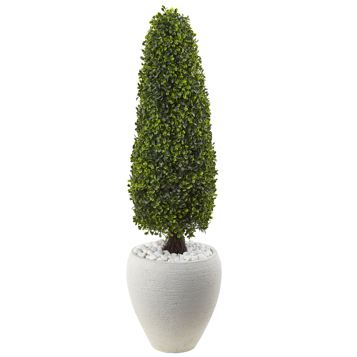 41" Boxwood Top with White Planter UV Rest (Indoor/Outdoor) by Nearly Natural