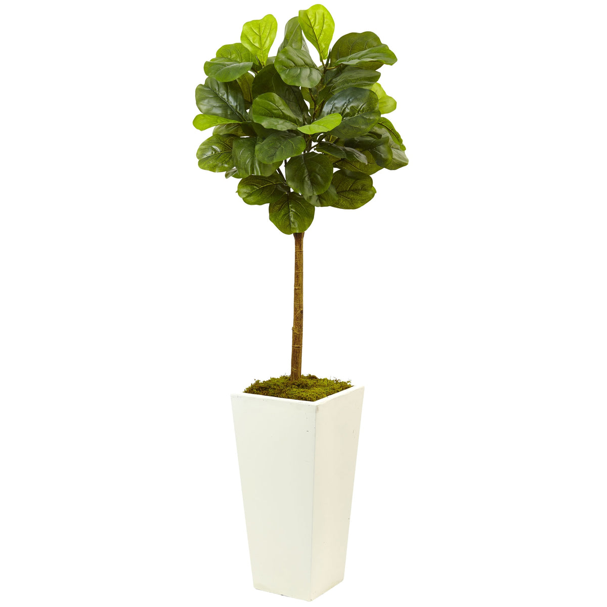 4.5' Fiddle Leaf Fig in White Planter (Real Touch) by Nearly Natural
