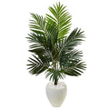 4.5' Kentia Palm Tree in White Oval Planter by Nearly Natural