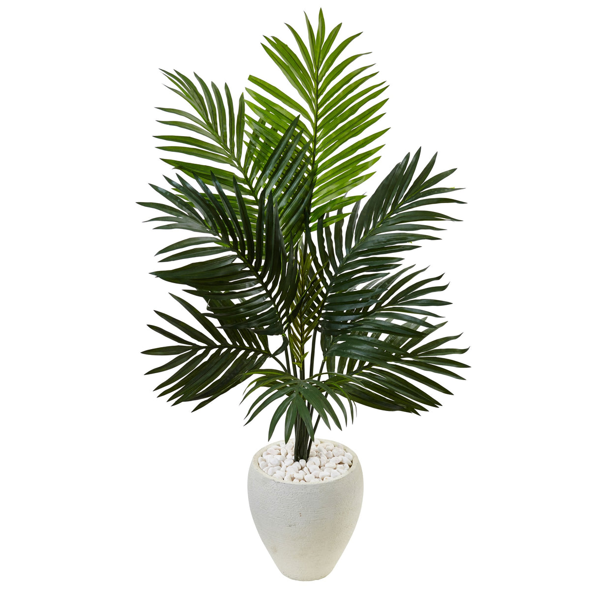 4.5' Kentia Palm Tree in White Oval Planter by Nearly Natural