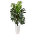 4.5' Kentia Palm Tree in White Tower Planter by Nearly Natural