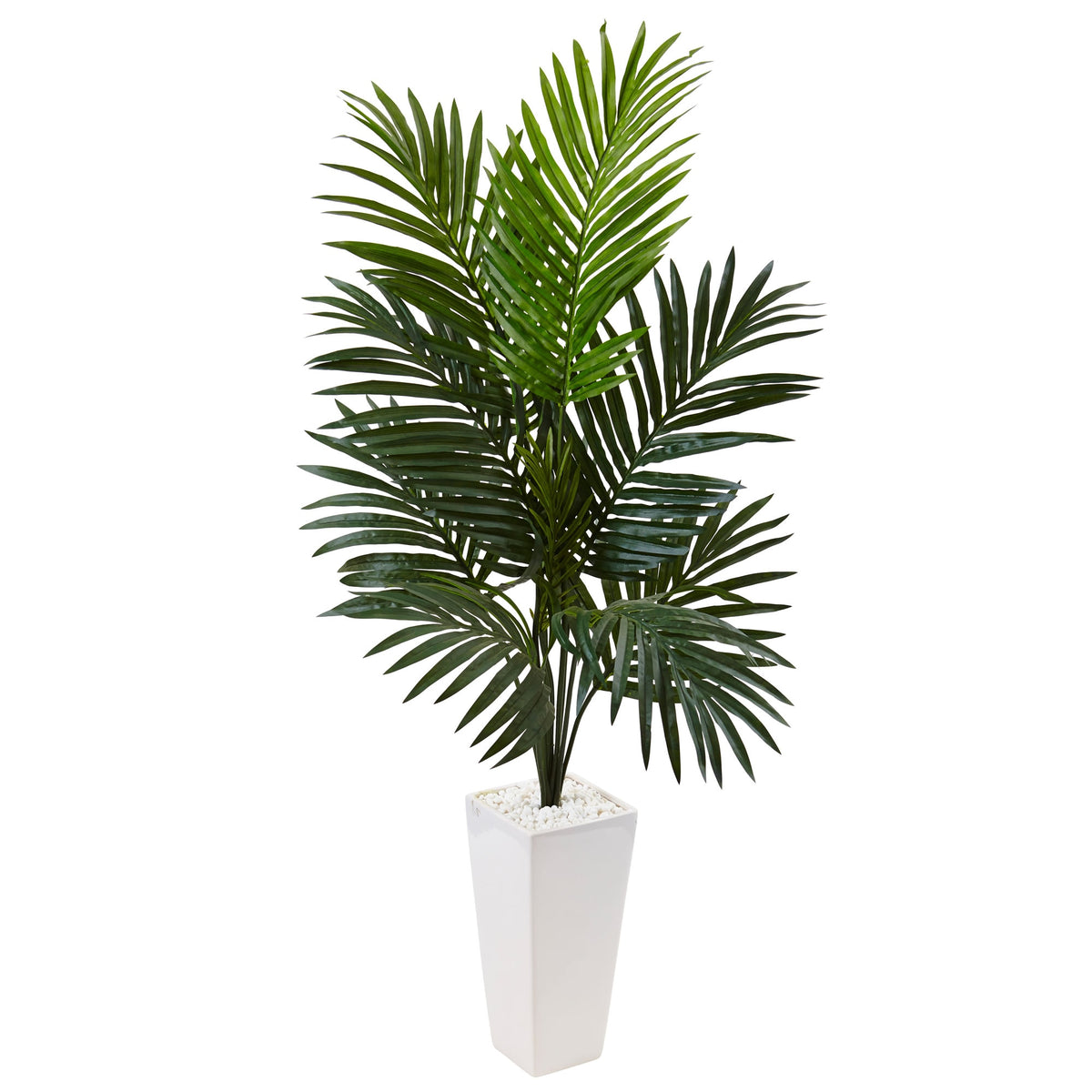 4.5' Kentia Palm Tree in White Tower Planter by Nearly Natural