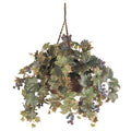 22" Grape Leaf Hanging Basket by Nearly Natural in Green