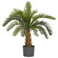 28" Plastic Cycas (Foam Trunk) Tree w/16 Lvs by Nearly Natural in Green