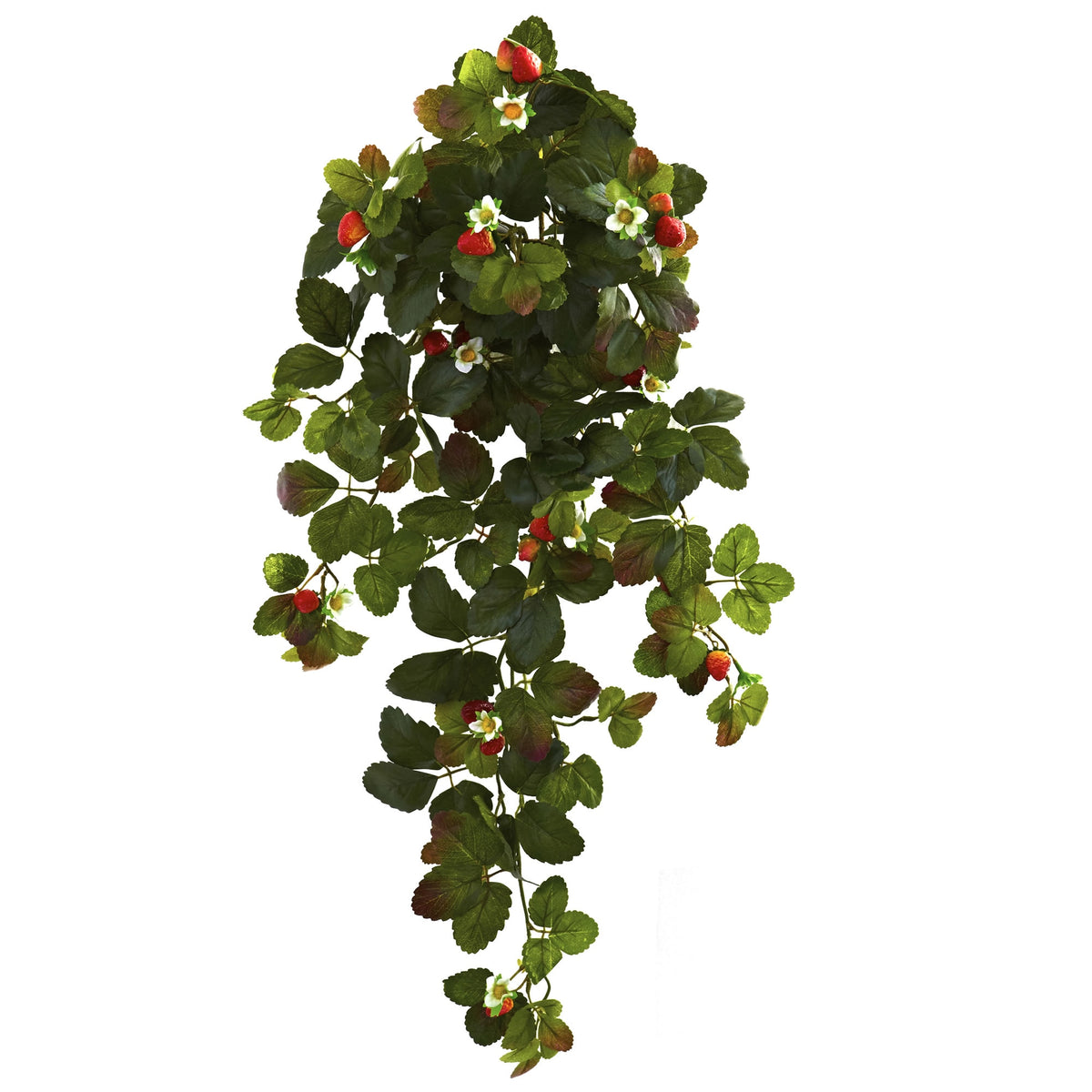 31" Strawberry Hanging Bush with  Berry (Set of 2) by Nearly Natural
