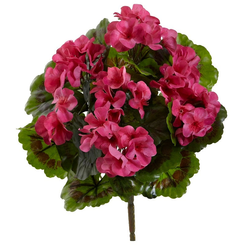 13" Geranium Bush UV Resistant (Indoor/Outdoor) (Set of 4) by Nearly Natural in Beauty
