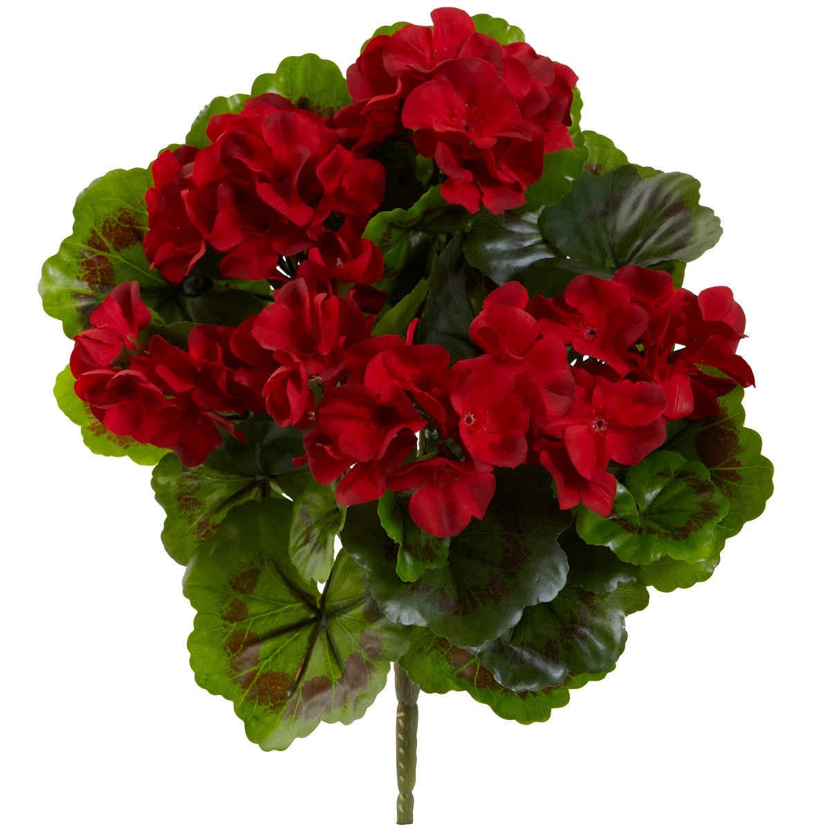 13" Geranium Bush UV Resistant (Indoor/Outdoor) (Set of 4) by Nearly Natural in Red