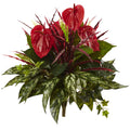24" Mixed Anthurium Bush (Set of 2) by Nearly Natural