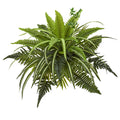 22" Mixed Greens and Fern Artificial Bush Plant (Set of 3) by Nearly Natural
