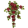 30" Poinsettia and Holly Plant (Set of 2) (Real Touch) by Nearly Natural in Red