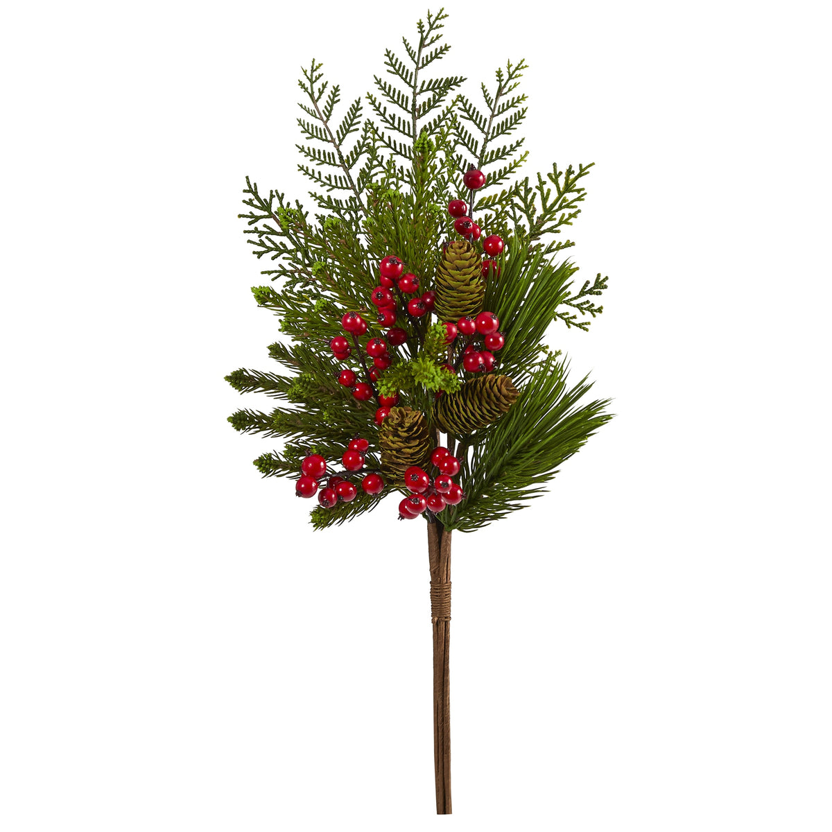 26" Mixed Pine Pinecone and Berry Plant (Set of 3) by Nearly Natural