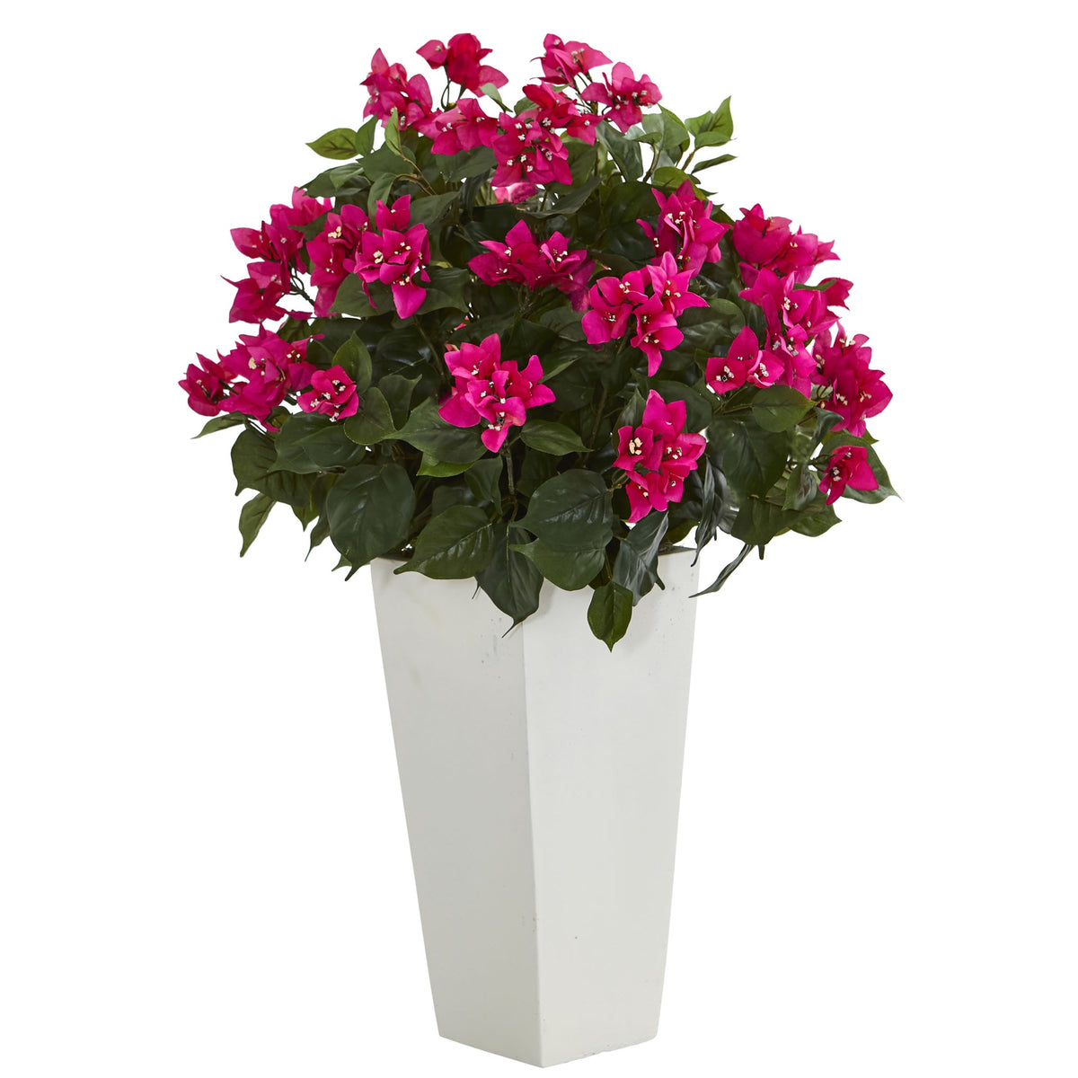 31" Bougainvillea Plant in White Tower Planter by Nearly Natural