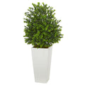 33" Sweet Grass Plant in White Planter (Indoor/Outdoor) by Nearly Natural