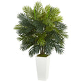 45" Areca Palm in White Tower Planter by Nearly Natural