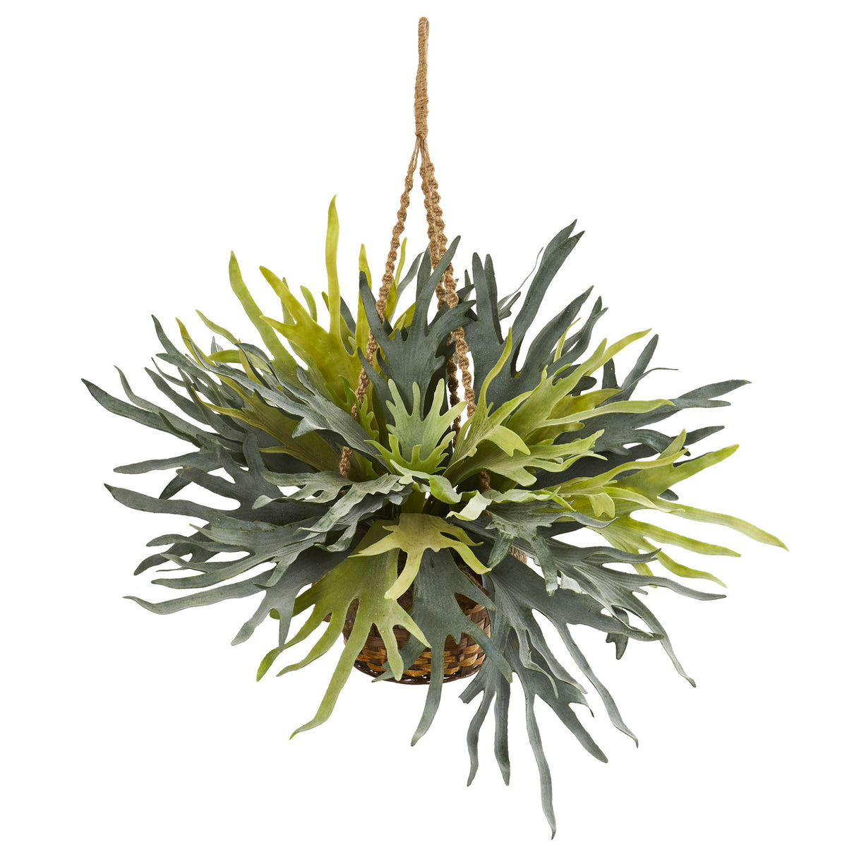 30" Staghorn Hanging Basket by Nearly Natural