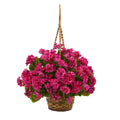 19" Geranium Hanging Basket UV Resistant (Indoor/Outdoor) by Nearly Natural in Beauty
