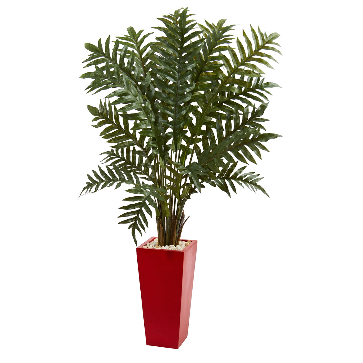 Evergreen Plant in Red Planter by Nearly Natural