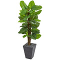 5' Large Leaf Philodendron Plant Slate Planter (Real Touch) by Nearly Natural