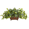 15'' Pothos Artificial Plant in Metal Planter by Nearly Natural