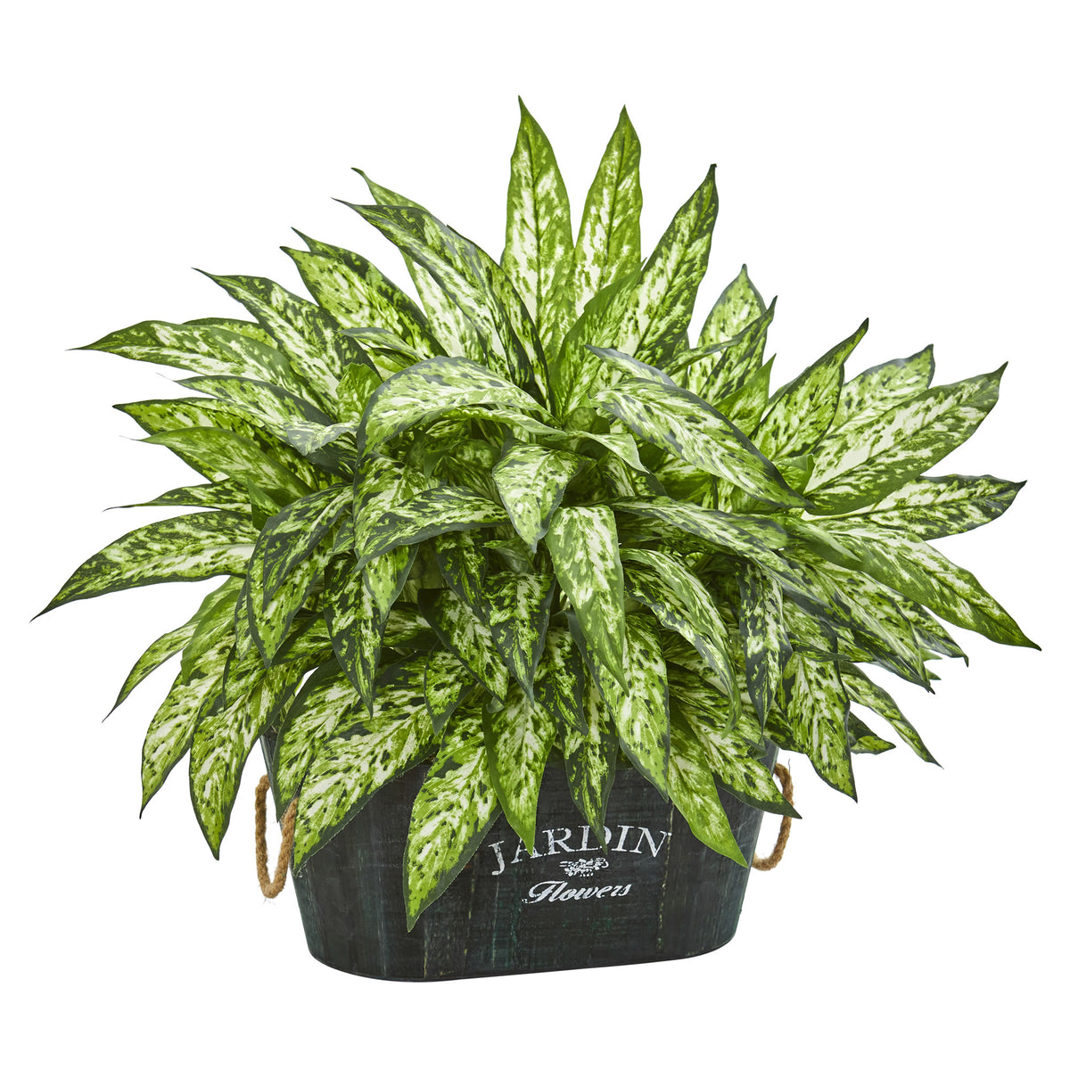 20'' Aglonema Artificial Plant in Wood Planter by Nearly Natural