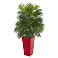 40'' Areca Palm Artificial Plant in Red Planter by Nearly Natural