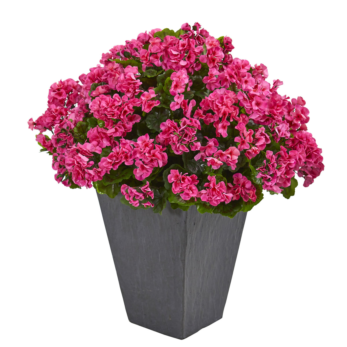 33'' Geranium Plant in Plater UV Resistant (Indoor/Outdoor) by Nearly Natural in Beauty