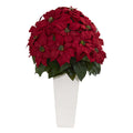 32" Poinsettia Artificial Plant in White Planter by Nearly Natural