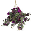 24" Morning Glory Hanging Basket by Nearly Natural in Purple