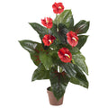 3' Anthurium Plant (Real Touch) by Nearly Natural in Red