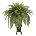 Boston Fern w/Stand Silk Plant by Nearly Natural in Green
