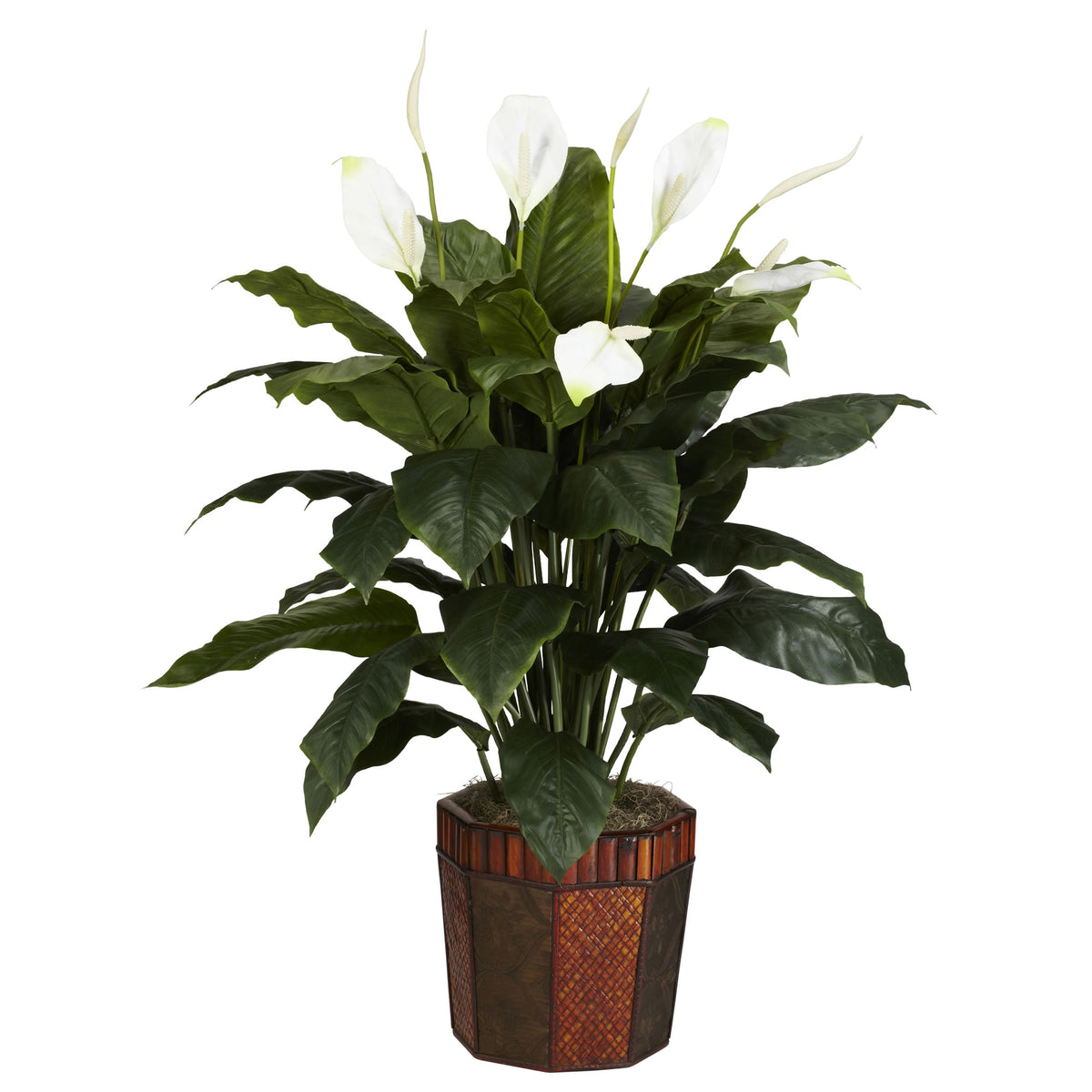 Spathyfillum w/Vase Silk Plant by Nearly Natural in Green