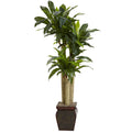 4.5' Cornstalk Draceana w/Vase (Real Touch) by Nearly Natural