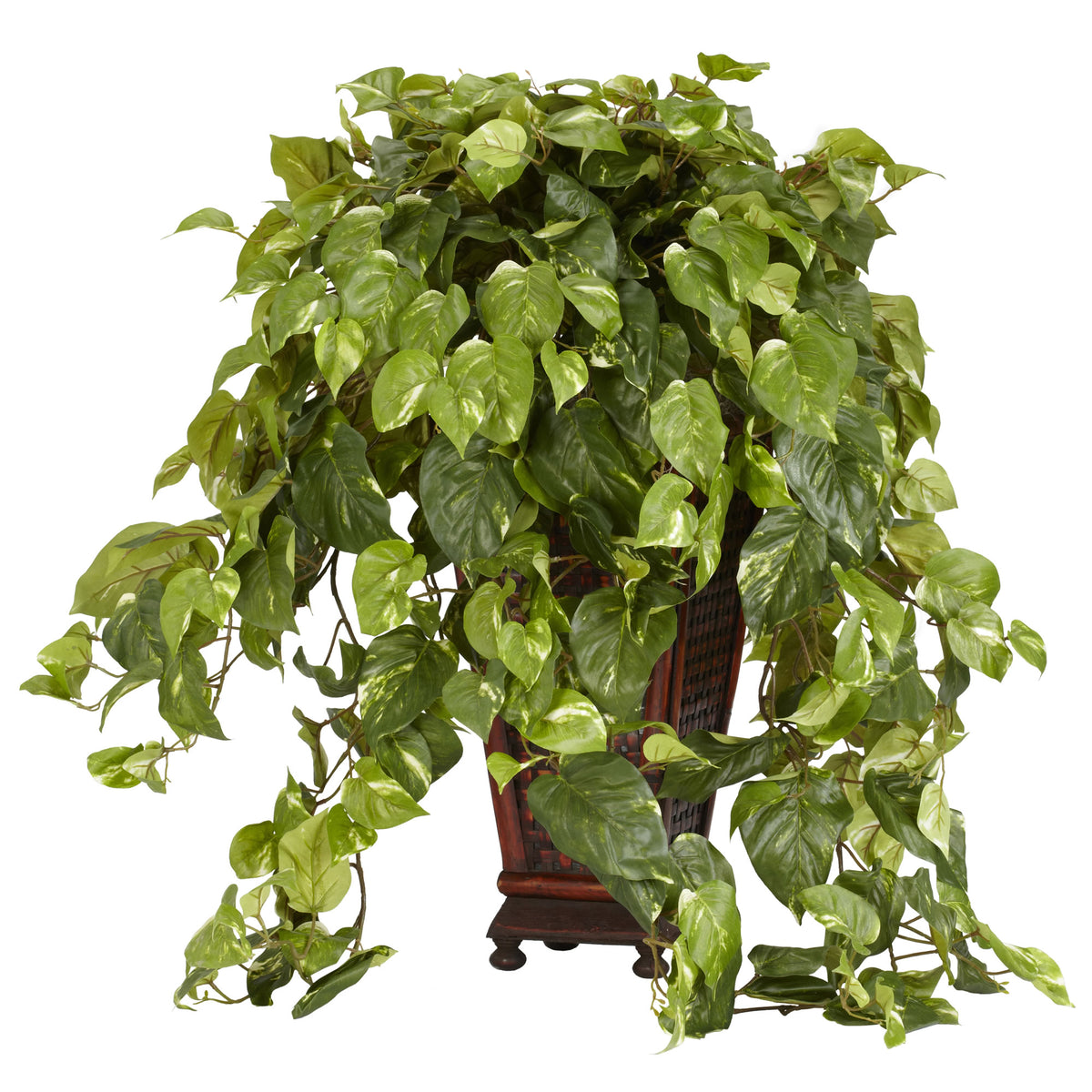 Vining Pothos w/Decorative Vase Silk Plant by Nearly Natural in Green