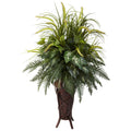 Mixed Greens & Cattails w/Stand Planter by Nearly Natural