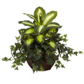 20" Dieffenbachia & Ivy w/Decorative Planter by Nearly Natural