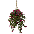 Bougainvillea Silk Hanging Basket by Nearly Natural