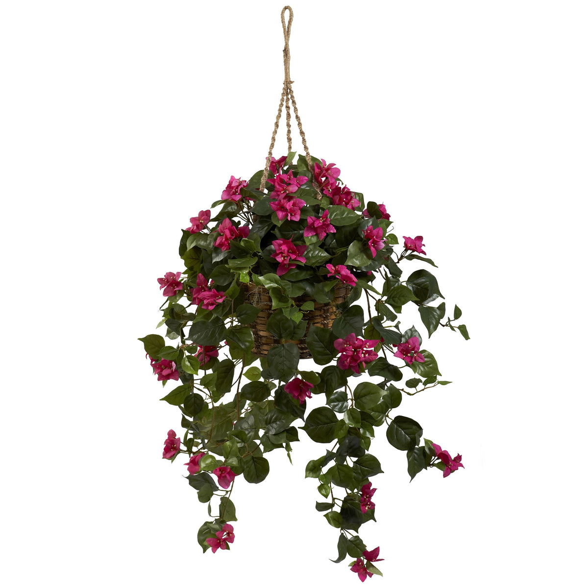 Bougainvillea Silk Hanging Basket by Nearly Natural