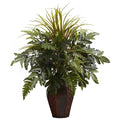 Mixed Grass & Fern w/Decorative Planter by Nearly Natural
