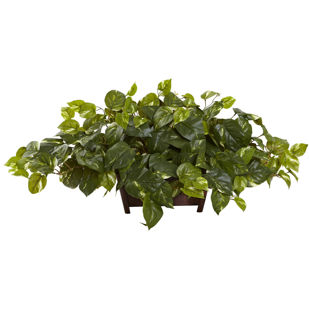 Pothos w/Rectangle Decorative Planter by Nearly Natural