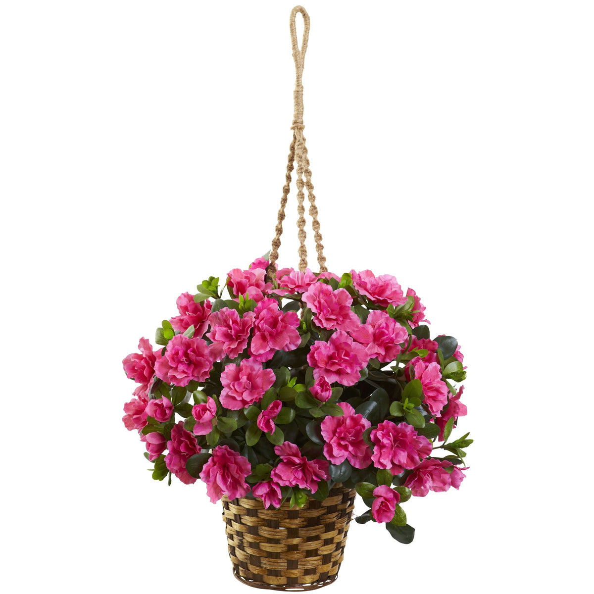 28" Azalea Hanging Basket by Nearly Natural