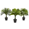 Areca Fountain & Banana Palm (Set of 3) by Nearly Natural