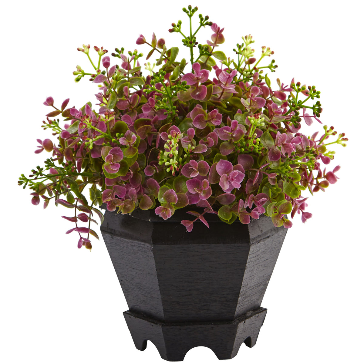 13" Sedum and Eucalyptus Plant with Planter by Nearly Natural